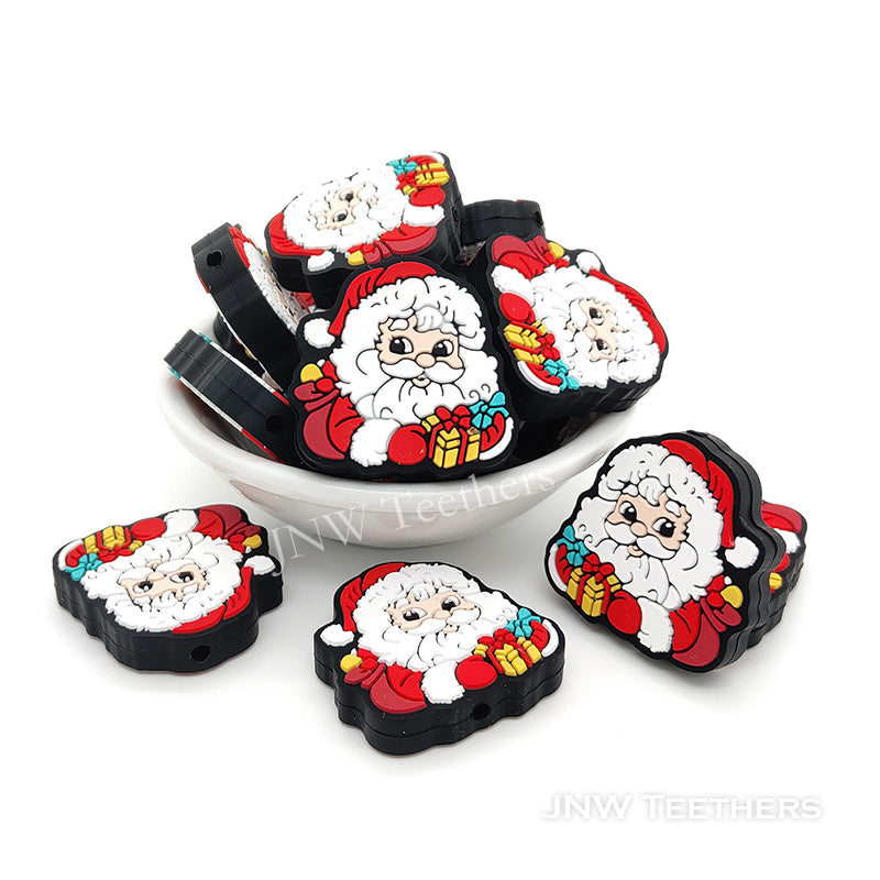 Christmas Santa with gift silicone focal beads