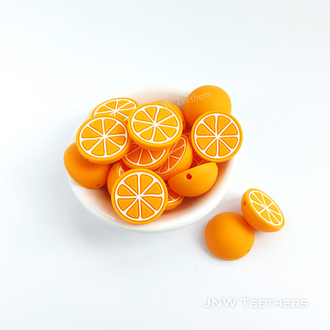 Perles Focales en Silicone Agrumes orange