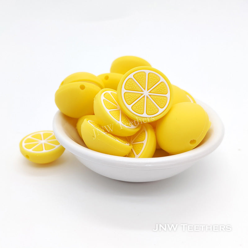 Citrus silicone focal beads yellow