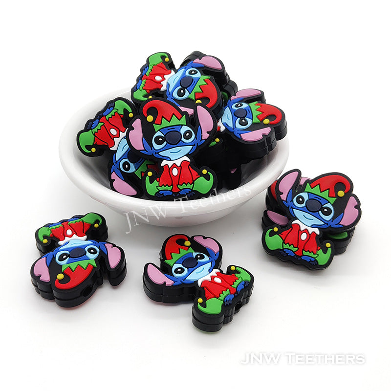 Clown blue monster silicone focal beads