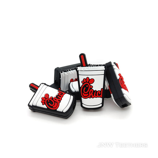 Red Chick Drink Silicone Focal Bead