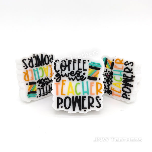 Coffee Gives Teachers Power Silicone Focal Beads