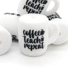 JNWTeethers coffee teach repeat printed coffee mug silicone beads wholesale