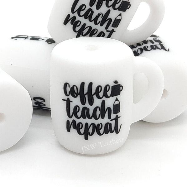 JNWTeethers coffee teach repeat printed coffee mug silicone beads wholesale