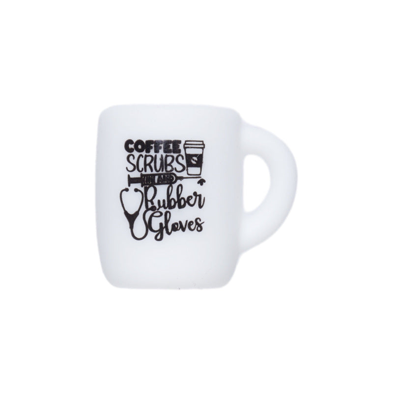 Coffee scrubs and rubber gloves printed coffee mug silicone beads wholesale