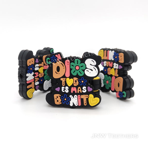 Colorful DIOS Letter Silicone Focal Beads