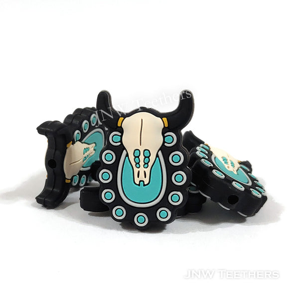 Concho cattle skull focal beads