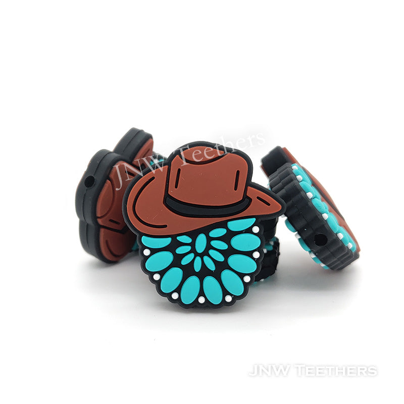 cowboy hat silicone focal beads