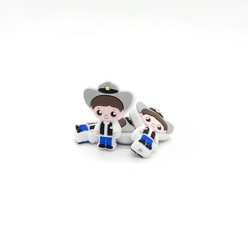 Brown Cowboys Silicone Focal Beads