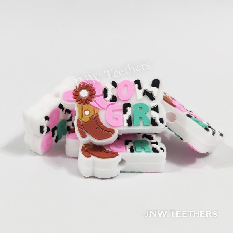 Cow girl boots silicone focal beads