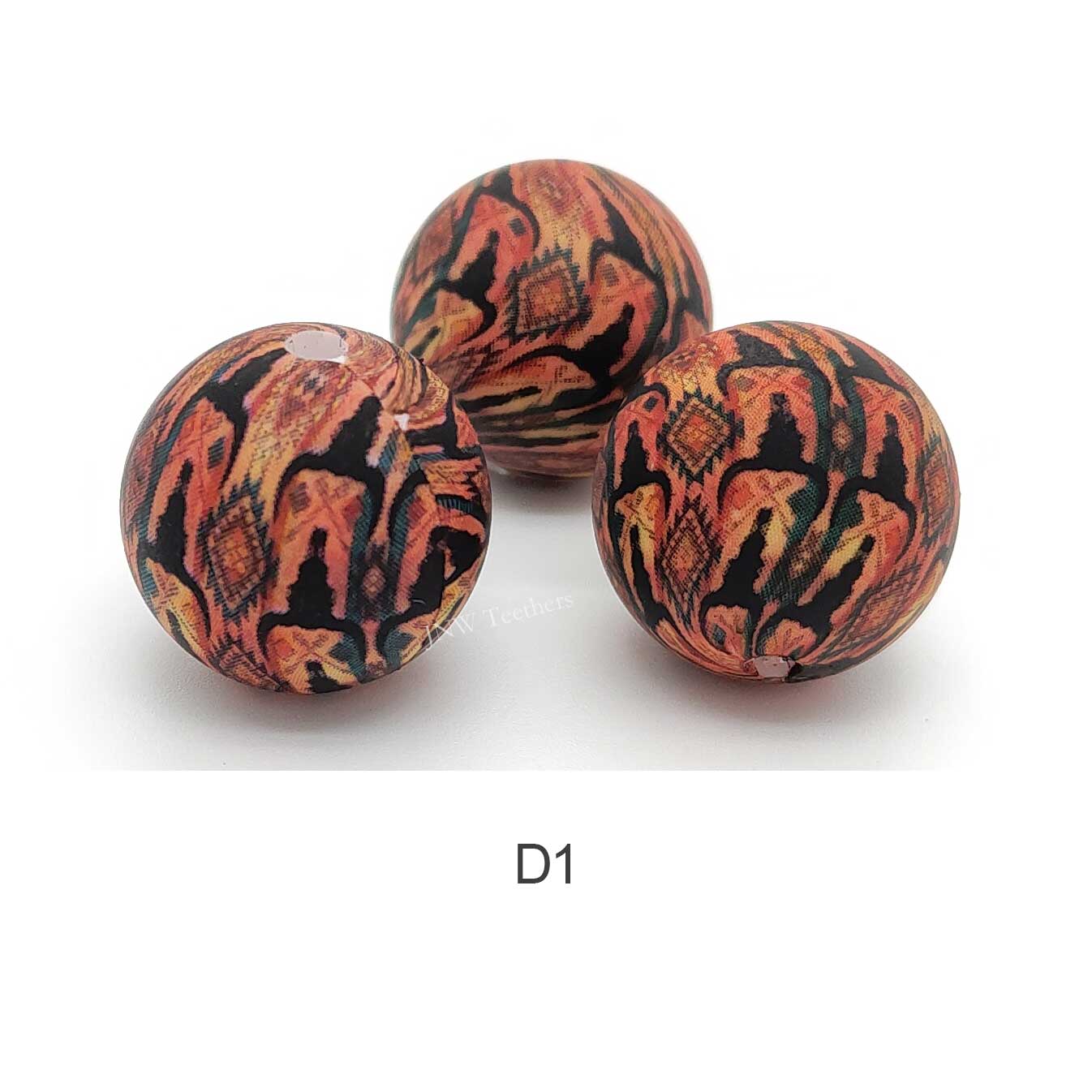 Highland cow print silicone round beads 15mm wholesale