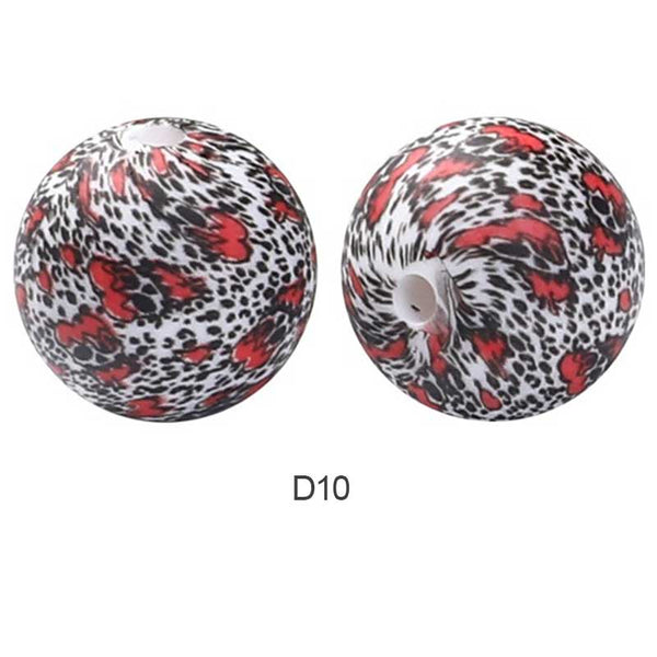 10pcs 15mm Silicone Printed Round Beads
