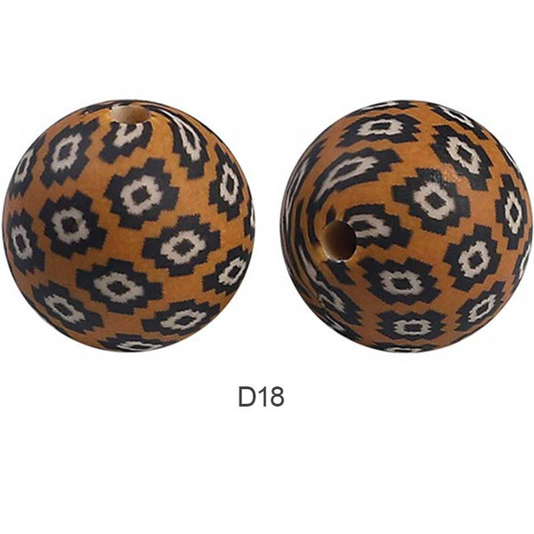 10pcs 15mm Silicone Printed Round Beads