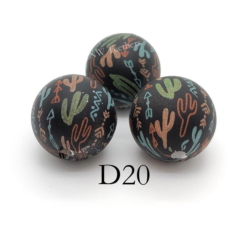 D20 Prints - 15mm Silicone Round Beads
