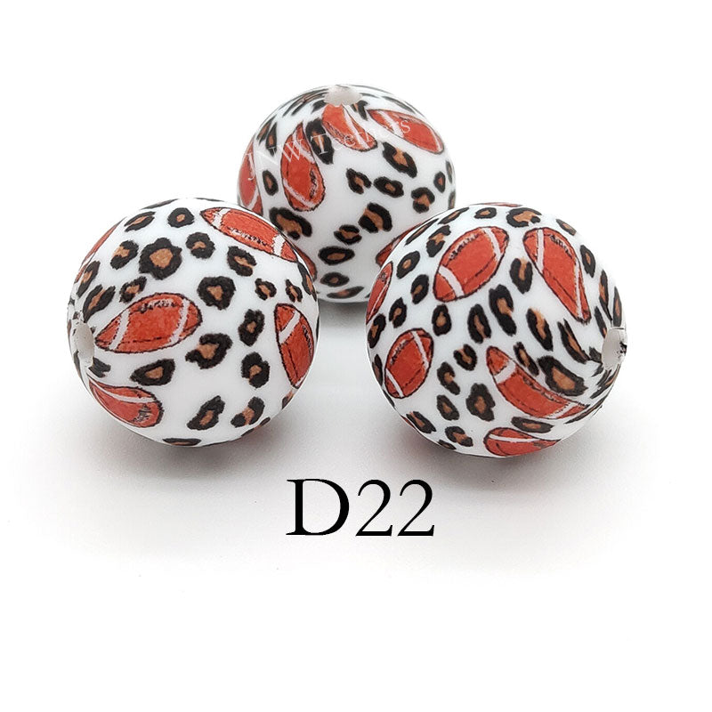 Perles rondes en silicone imprimées #405