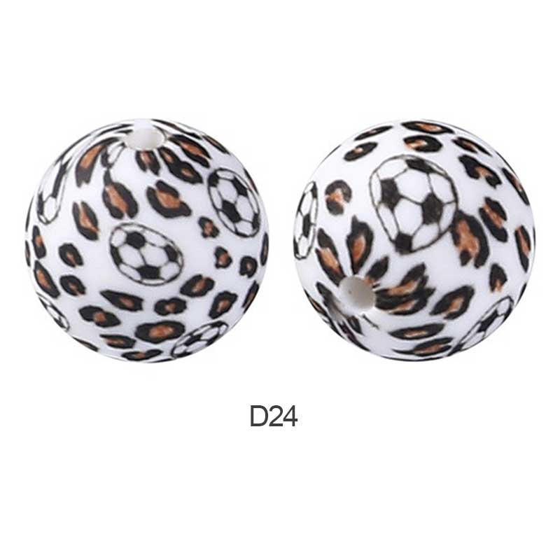 10pcs 15mm Silicone Printed Round Beads
