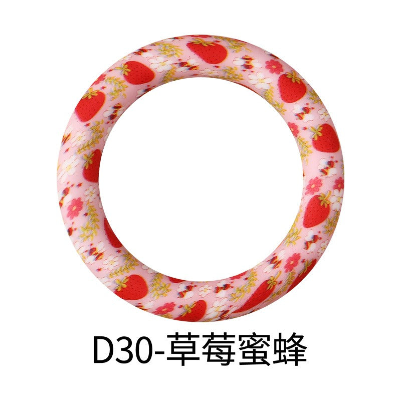 Strawberry printed 65mm silicone rings D30