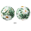 10pcs 15mm Silicone Printed Round Beads