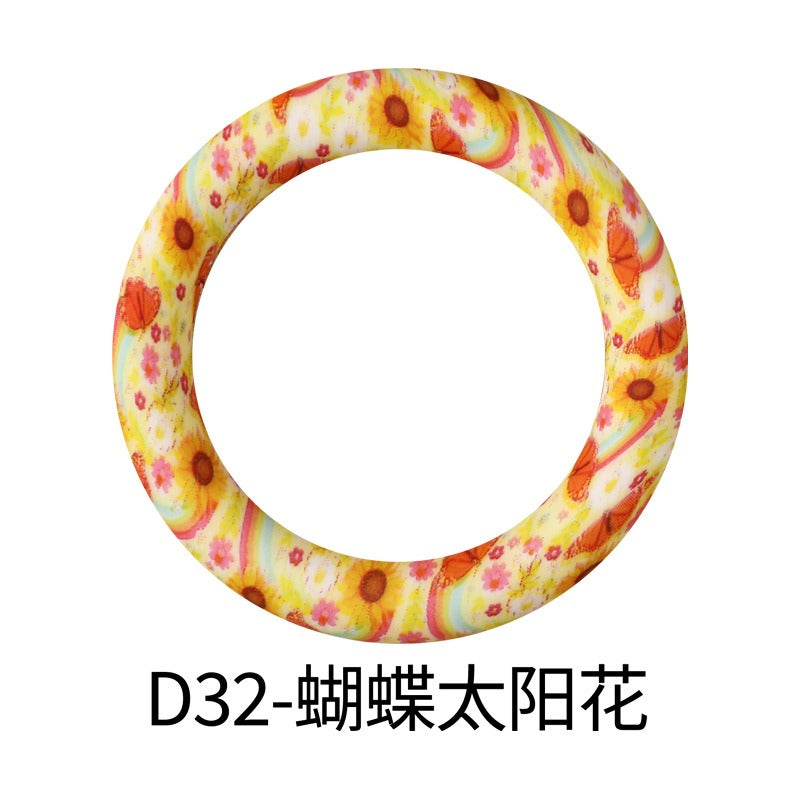 Butterflies and sunflowers printed 65mm silicone rings D32