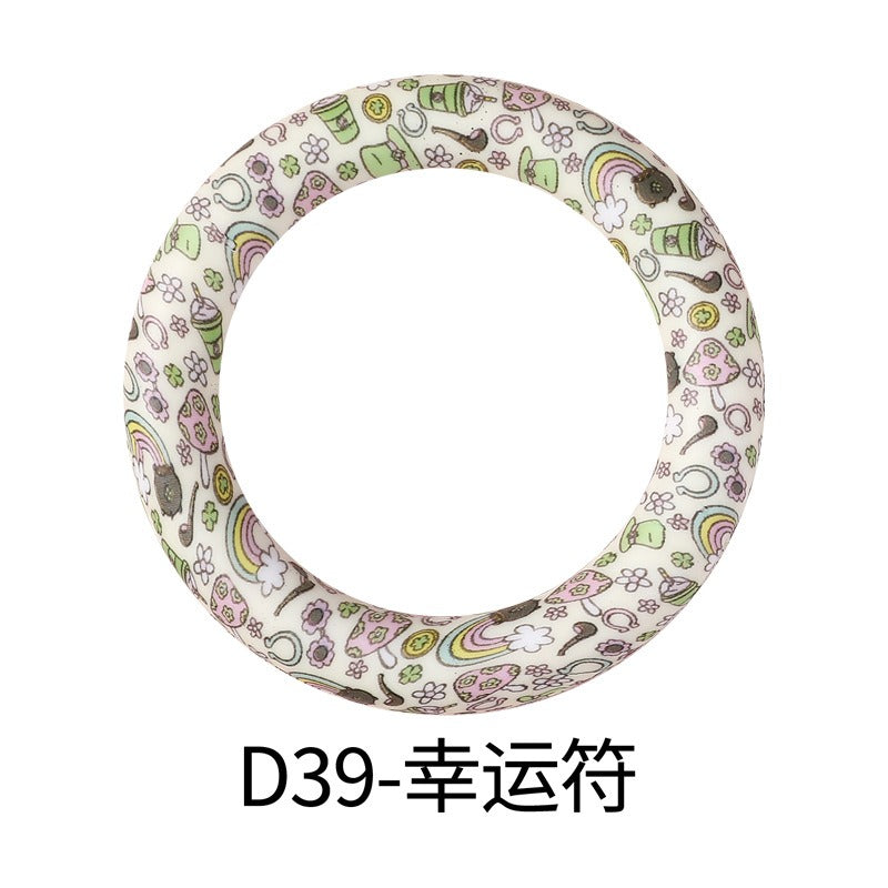 Lucky signs printed 65mm silicone rings D39
