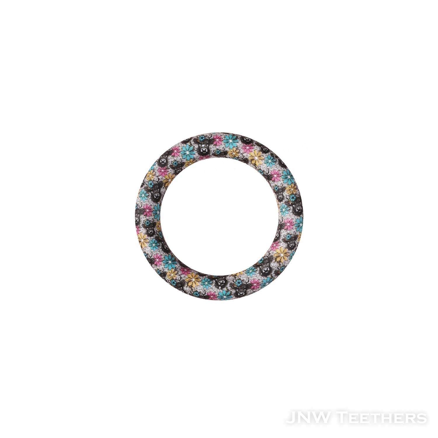 Daisy flower black cow head printed 65mm silicone rings D41