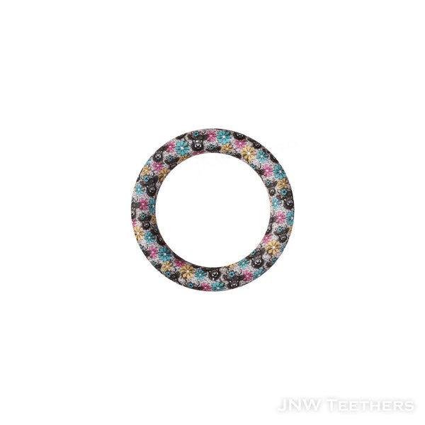 Daisy flower black cow head printed 65mm silicone rings D41