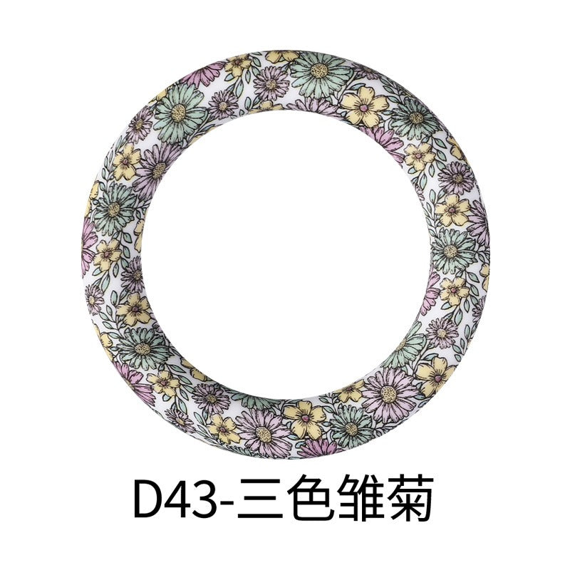 Triple colors daisy printed 65mm silicone rings D43