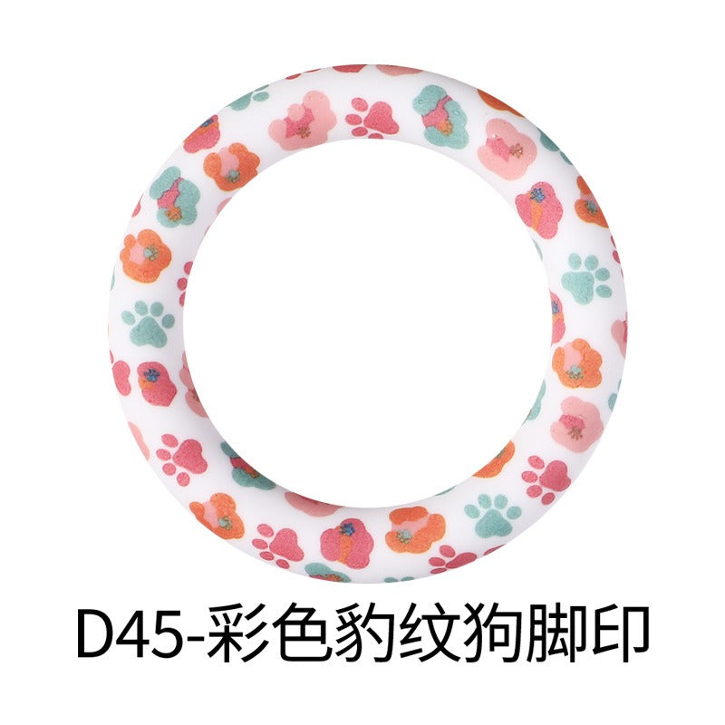 Colorful paw prints printed 65mm silicone rings D45