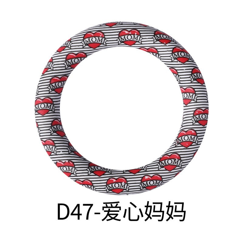 Striped red heart mom printed 65mm silicone rings D47
