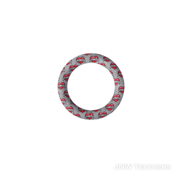Striped red heart mom printed 65mm silicone rings D47