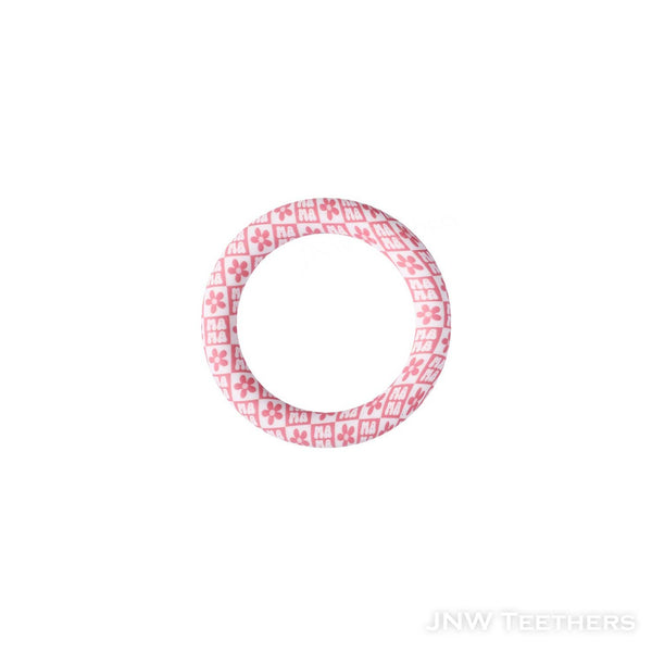 D48 Pink flower Mama printed 65mm silicone rings