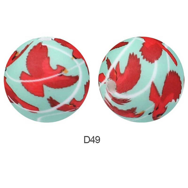 10pcs 15mm Silicone Printed Round Beads