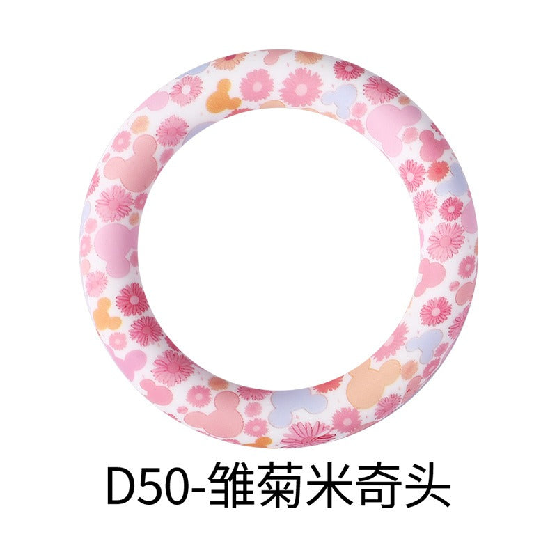 Daisy mouse head printed 65mm silicone rings D50 