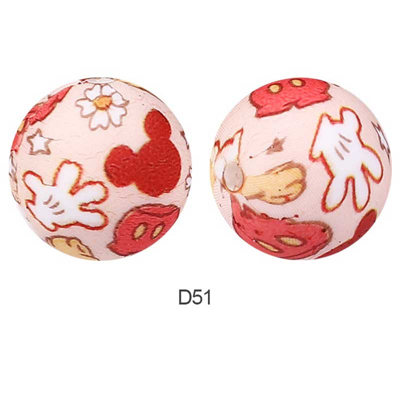10pcs 15mm Silicone Printed Round Beads