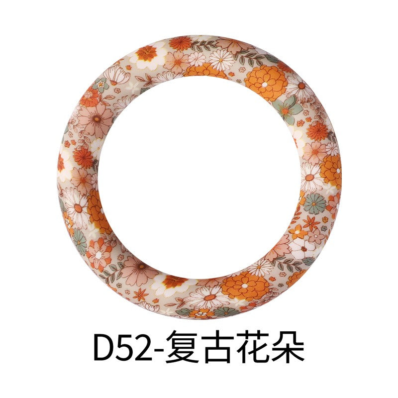 Flowers bloom Printed 65mm silicone rings D52