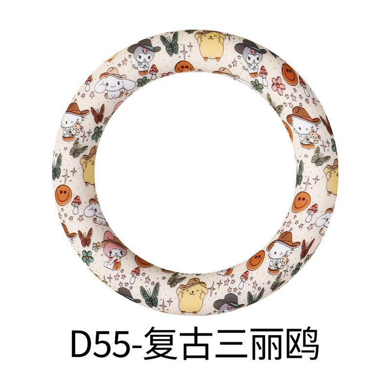 Cartoon printed 65mm silicone rings D55