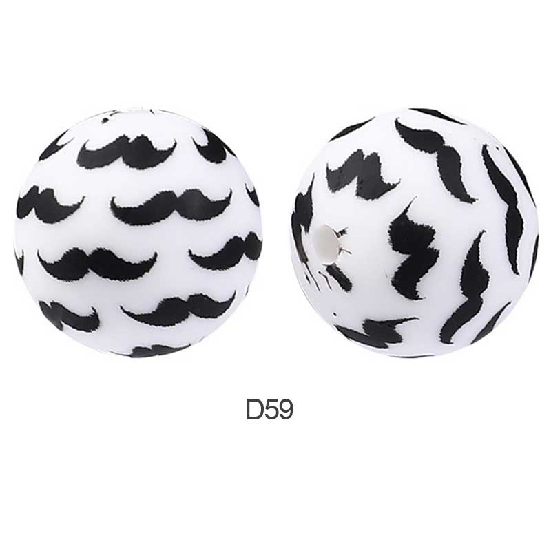 10pcs 15mm Silicone Printed Round Beads