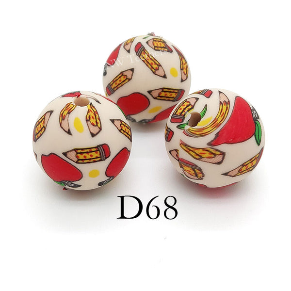 D68 Prints - 15mm Silicone Round Beads