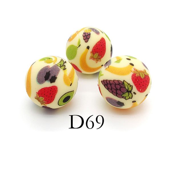 D69 Prints - 15mm Silicone Round Beads