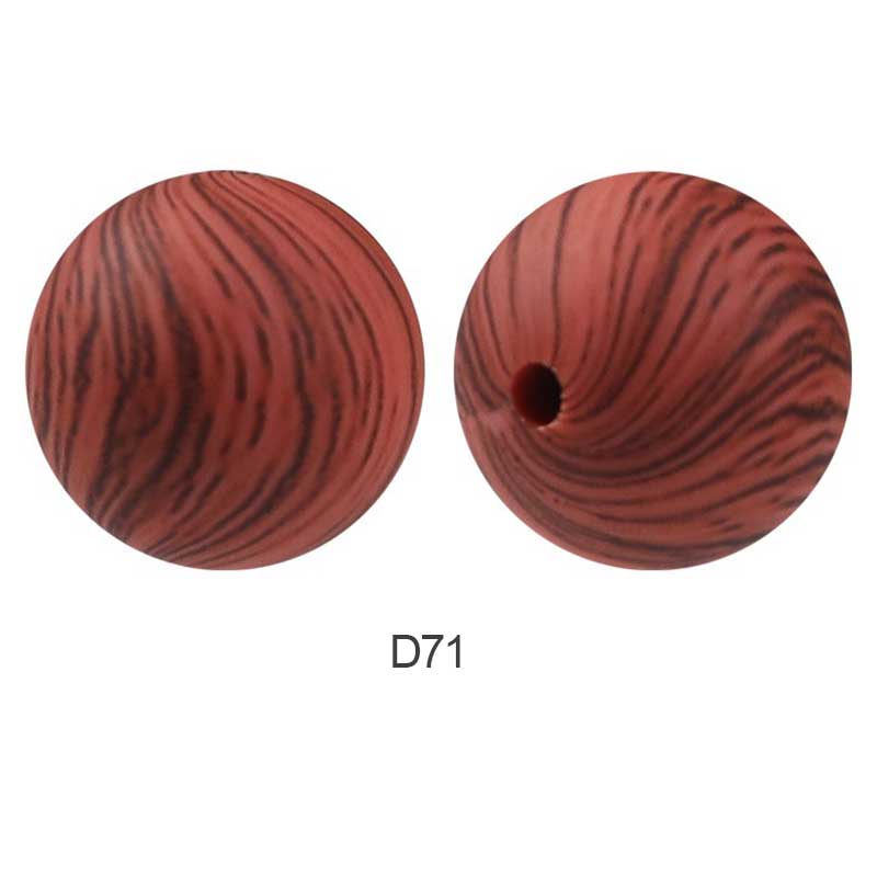 10pcs 15mm Silicone Printed Round Beads