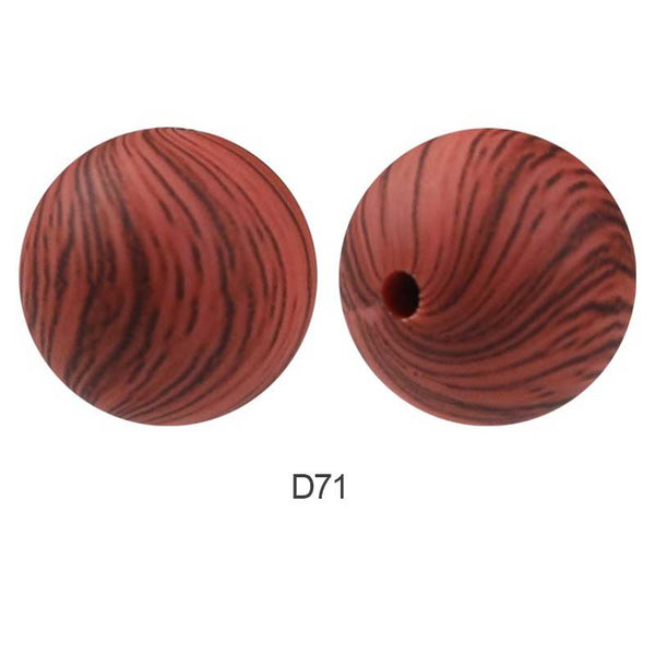 10pcs 15mm Silicone Printed Round Beads