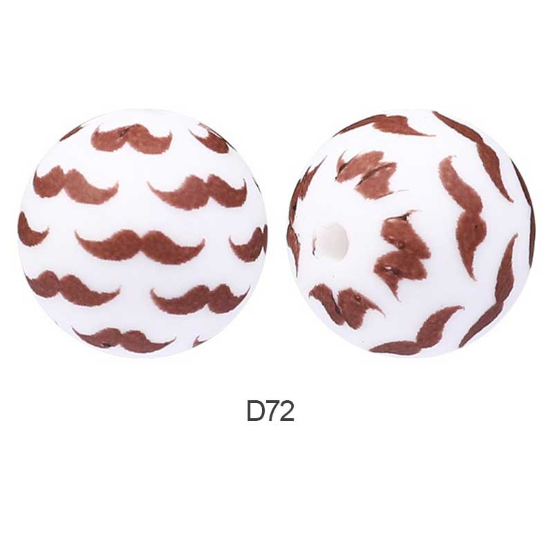 10pcs 15mm Silicone Printed Round Beads
