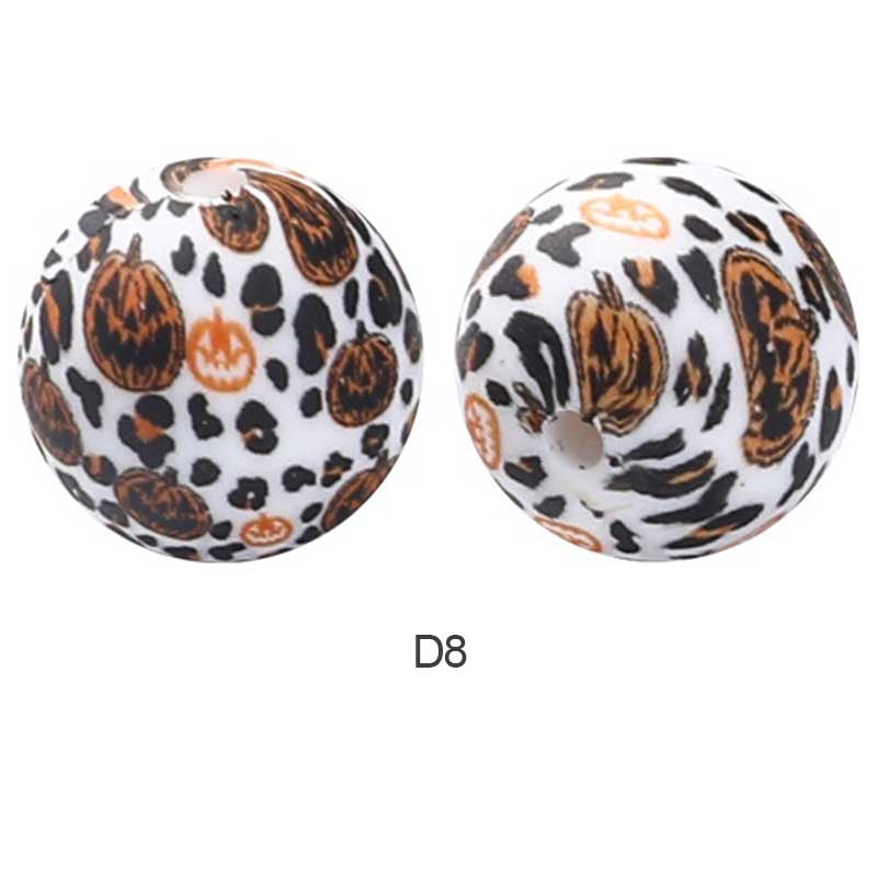 10pcs 15mm Silicone Printed Round Beads