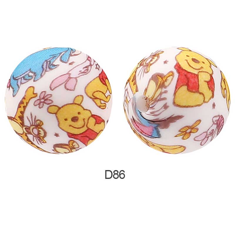 10pcs 15mm Silicone Printed Round Beads
