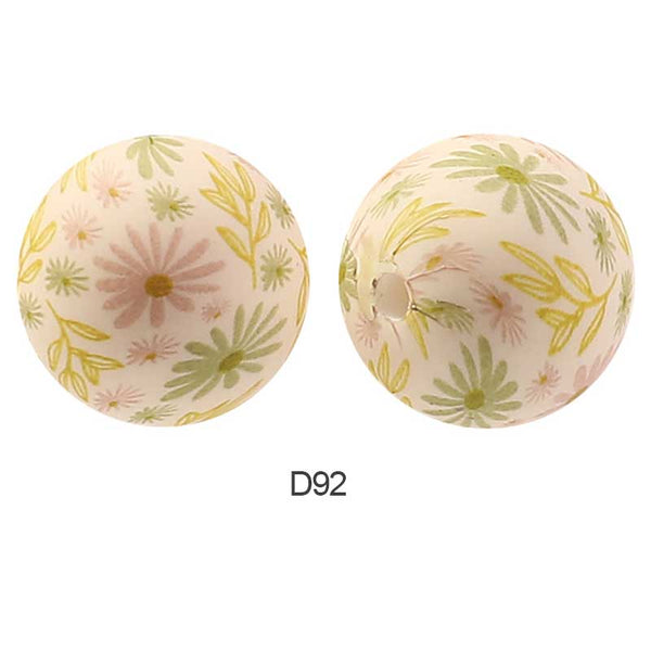 10pcs 15mm Silicone Printed Round Beads