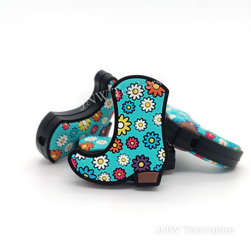 Flower Boots silicone focal beads Turquoise