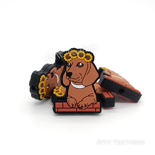 JNW Teethers Daisy dachshund dog silicone focal beads
