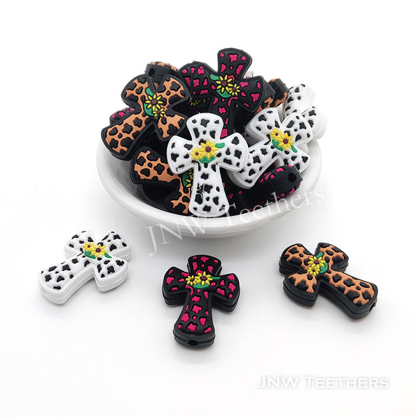 Daisy Dalmatian Cross Silicone Focal Beads