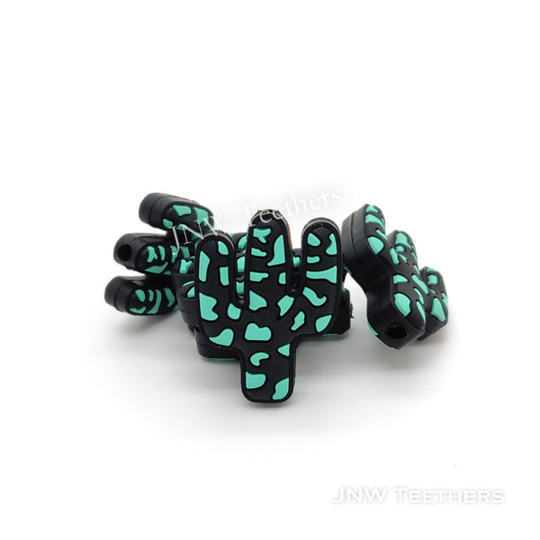 Dalmatian Cactus silicone focal beads Black