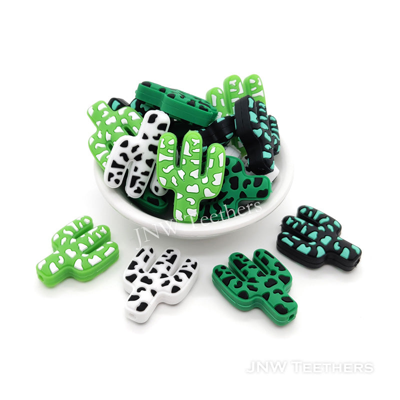 Dalmatian cactus silicone focal beads